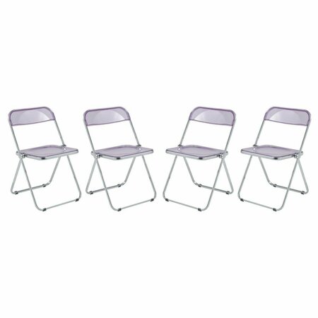 KD AMERICANA Lawrence Acrylic Folding Chair with Metal Frame, Magenta, 4PK KD3033008